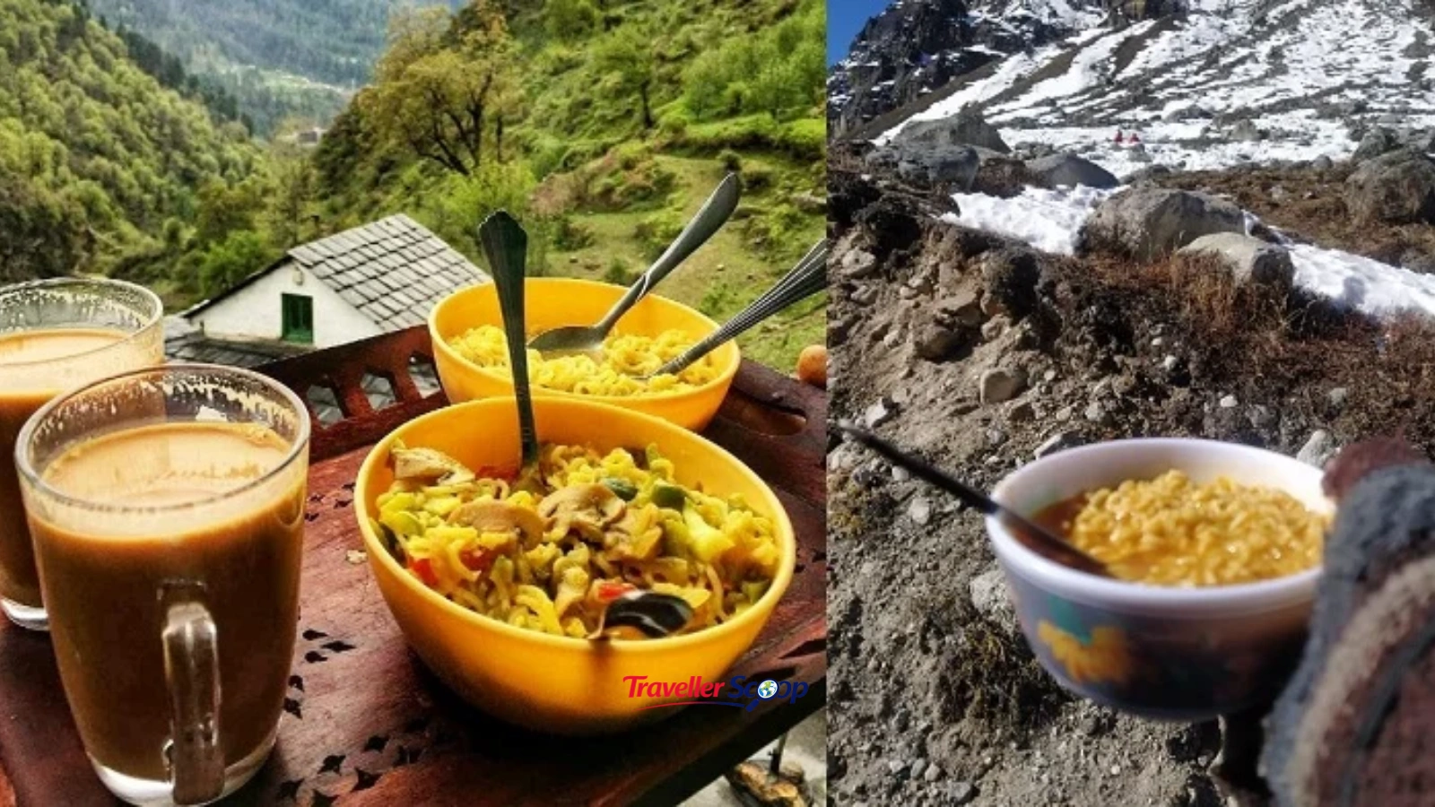 Maggi and chai with mountain views at Gun Hill Mussoorie Maggi and chai with mountain views at Gun Hill Mussoorie