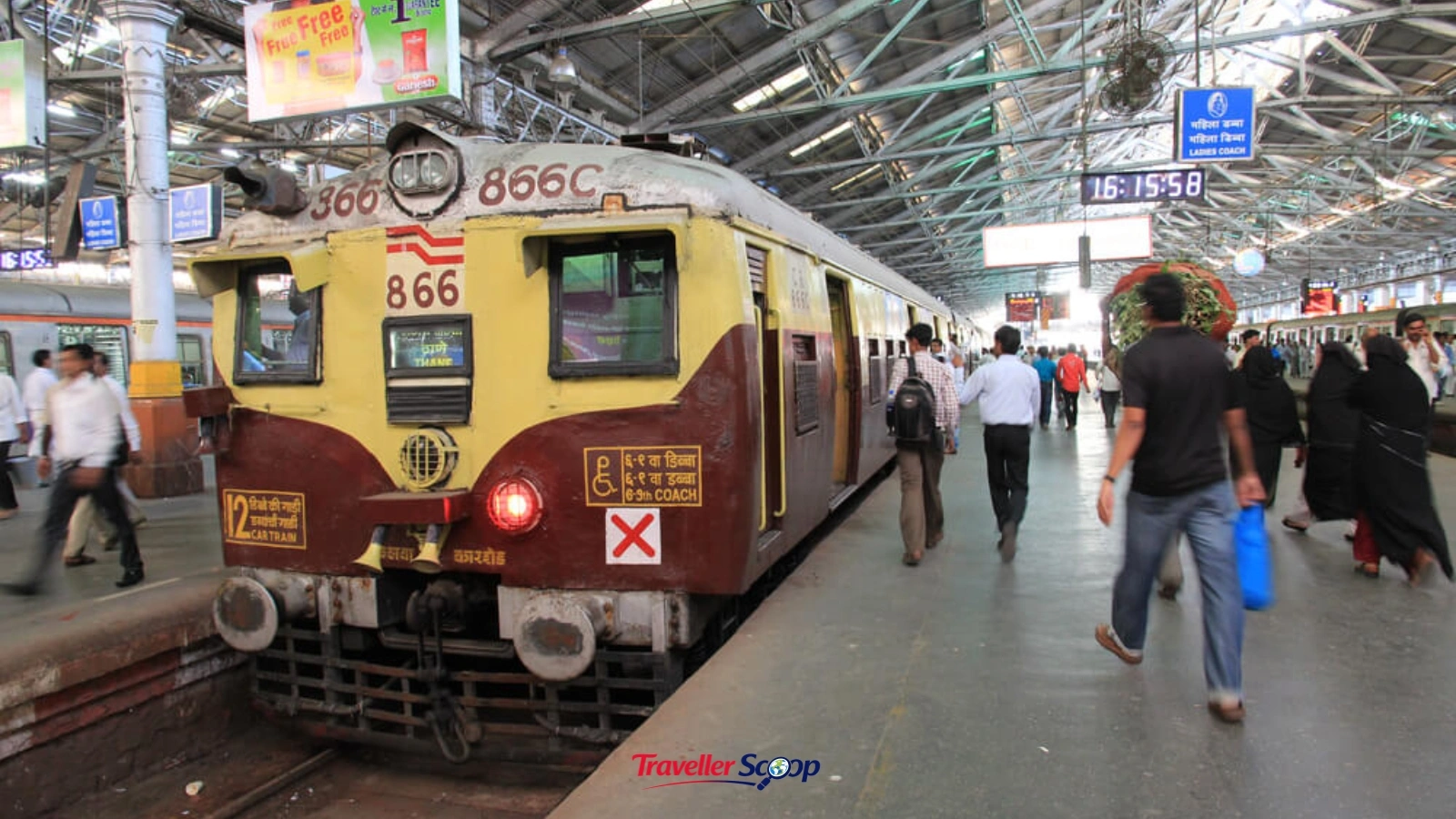Solo woman checking train ticket and coach number on Indian railway platform Solo woman checking train ticket and coach number on Indian railway platform
