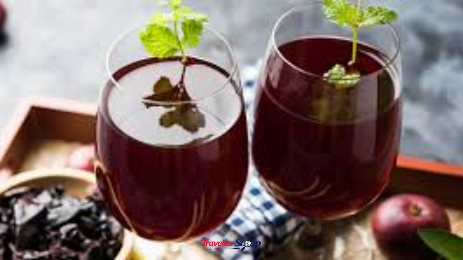 Kokum Sharbat with ice in a glass Kokum Sharbat with ice in a glass
