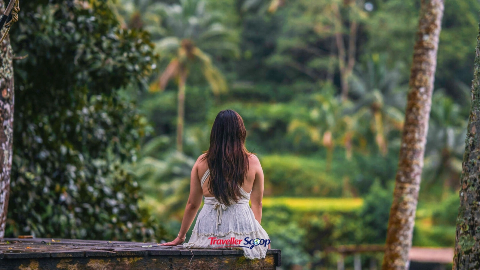 solo female traveler walking safely through Ubud Bali temple streets solo female traveler walking safely through Ubud Bali temple streets
