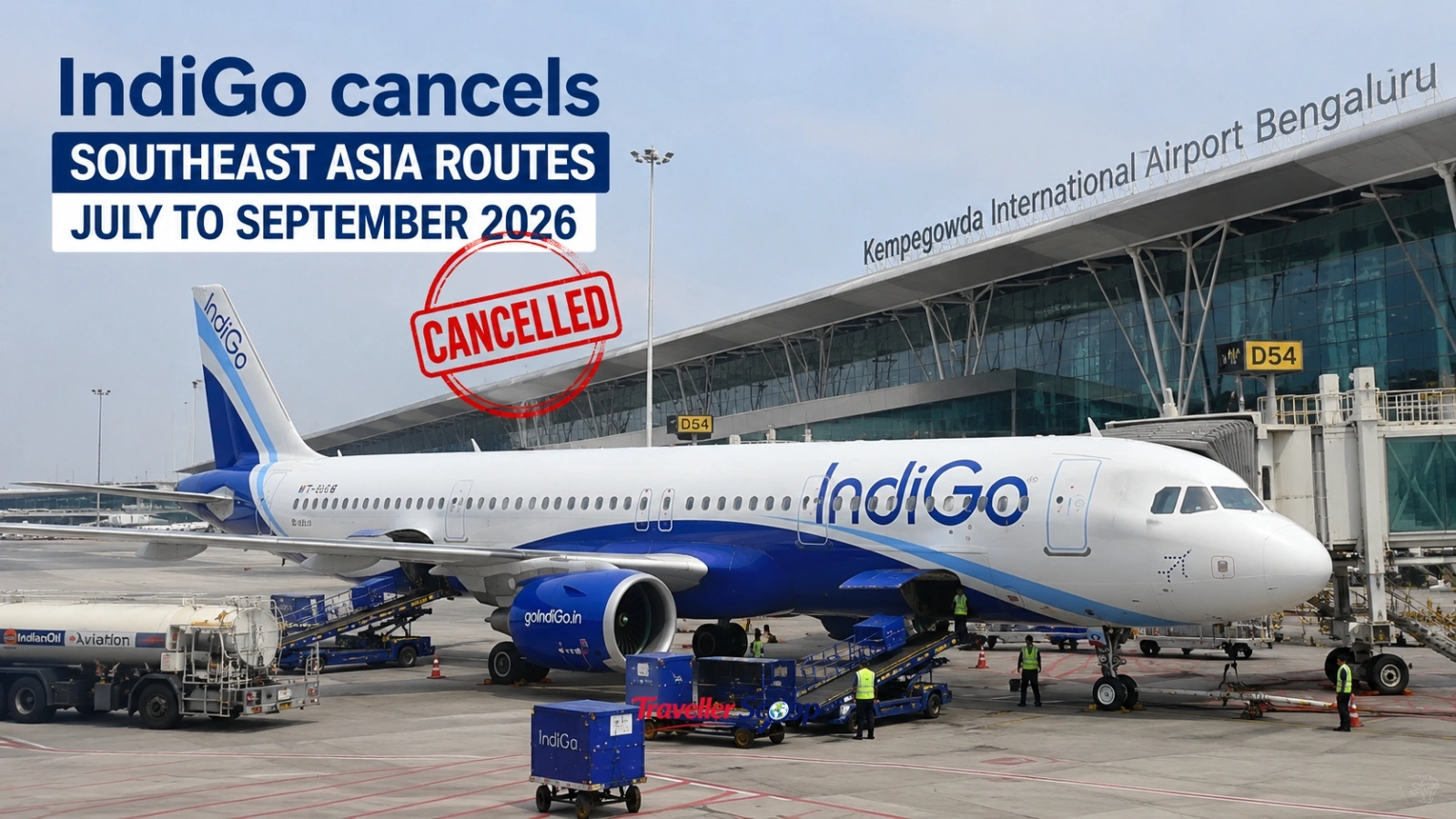 IndiGo aircraft at Bengaluru airport IndiGo cancels Southeast Asia routes July to September 2026 IndiGo aircraft at Bengaluru airport IndiGo cancels Southeast Asia routes July to September 2026