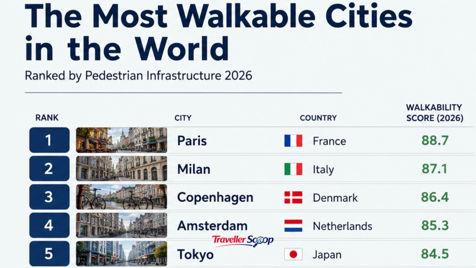 walkable cities in the world ranked by pedestrian infrastructure