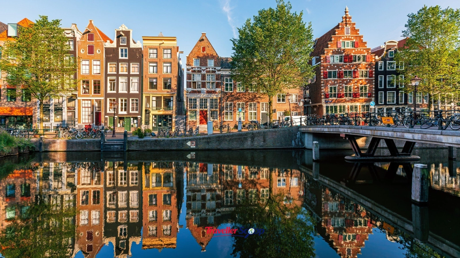 Amsterdam canal-side walking path in autum one of the best cities to explore