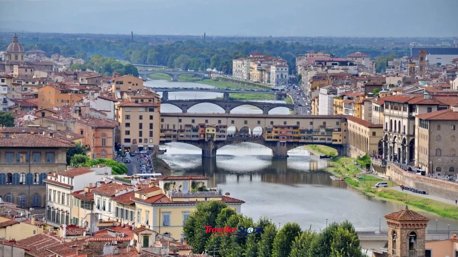 View of Ponte Vecchio bridge in Florence Italy a top walkable city in the world for tourists