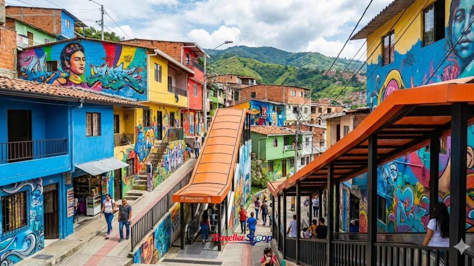 Colorful street art in Comuna 13 Medellín Colombia