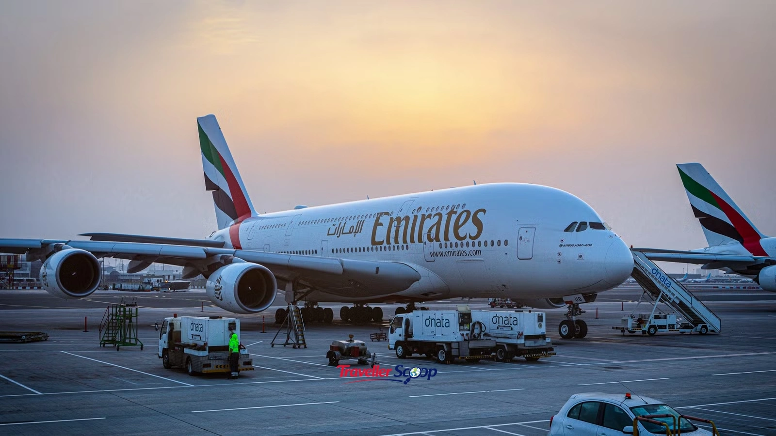 Emirates aircraft boarding gate at Dubai International Airport Emirates aircraft boarding gate at Dubai International Airport