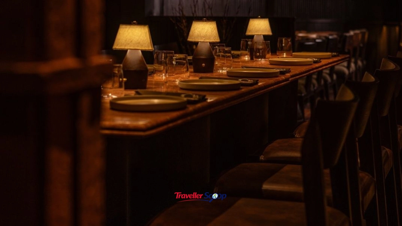 She’s Here restaurant Gurgaon interior with moody Japanese-inspired Wafu dining atmosphere She's Here restaurant Gurgaon interior with moody Japanese-inspired Wafu dining atmosphere