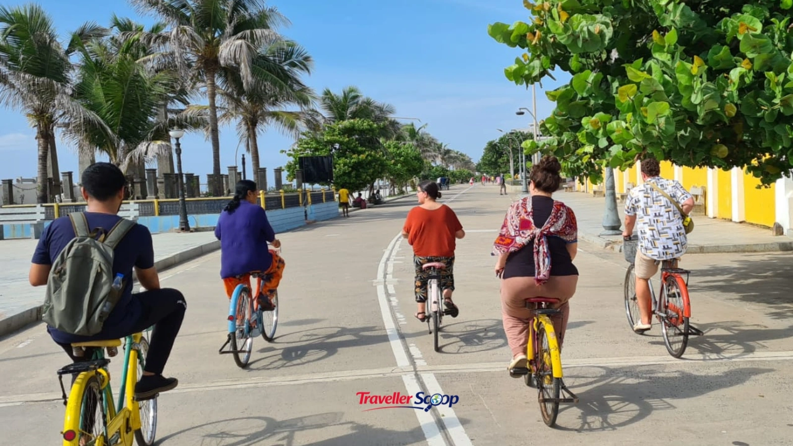 solo female traveller cycling in White Town Pondicherry safe travel"