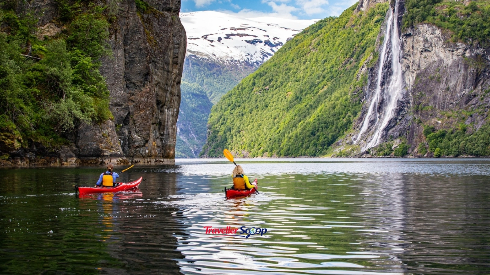 Norwegian fjord with cliffs and calm water Norwegian fjord with cliffs and calm water