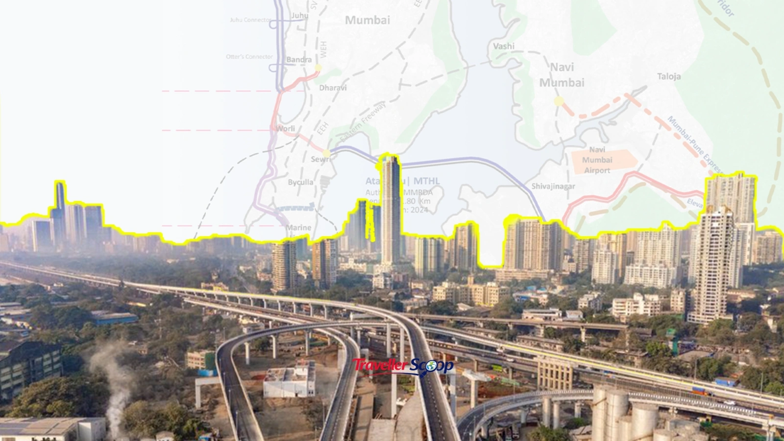 Map graphic showing road connectivity from Mumbai Map graphic showing road connectivity from Mumbai