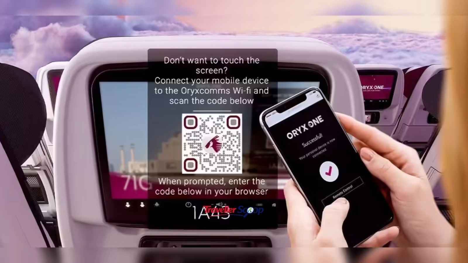 Qatar Airways economy class in-flight entertainment screen Qatar Airways economy class in-flight entertainment screen