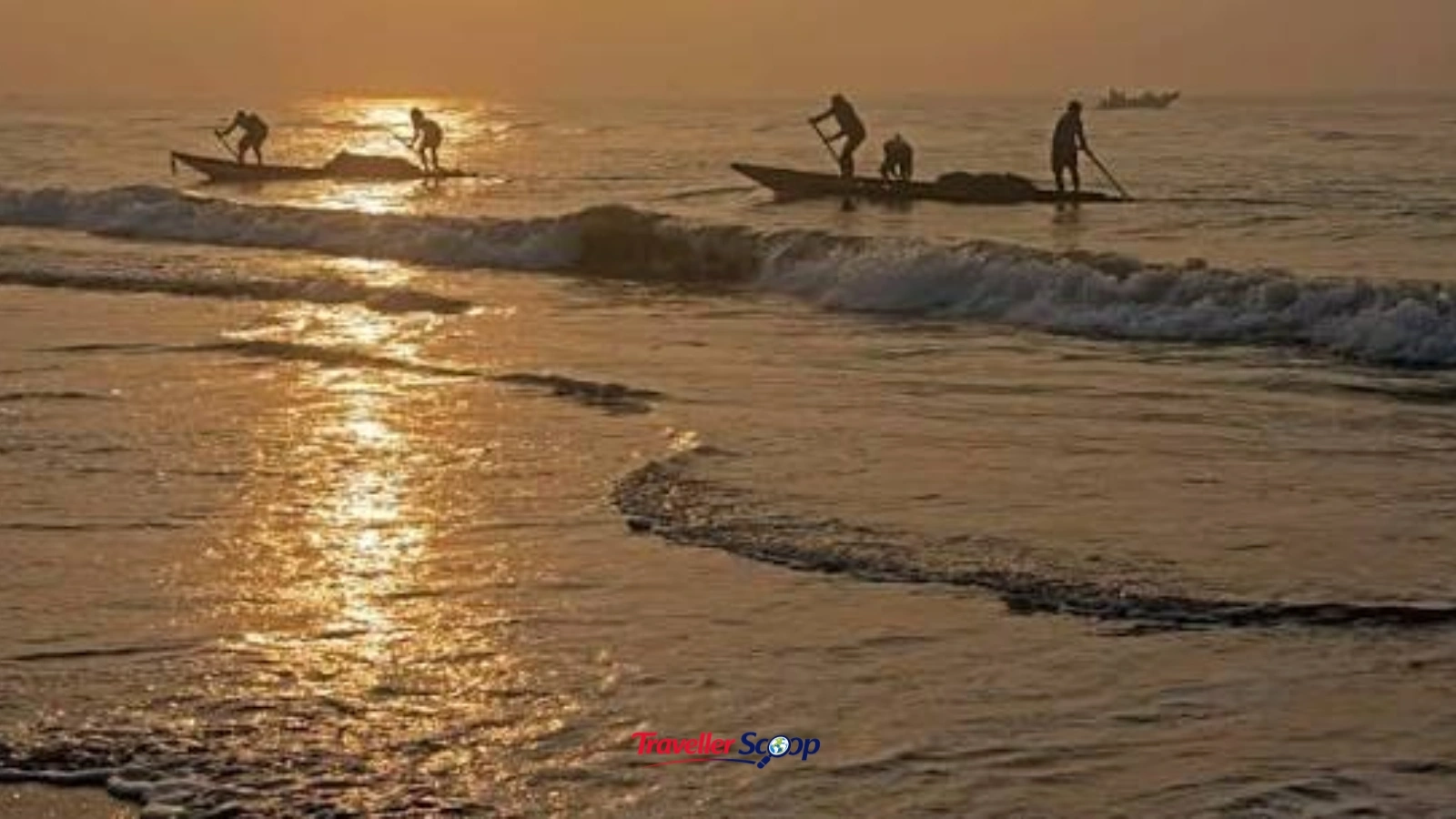 Sunrise over Puri Beach with fishing boats Sunrise over Puri Beach with fishing boats