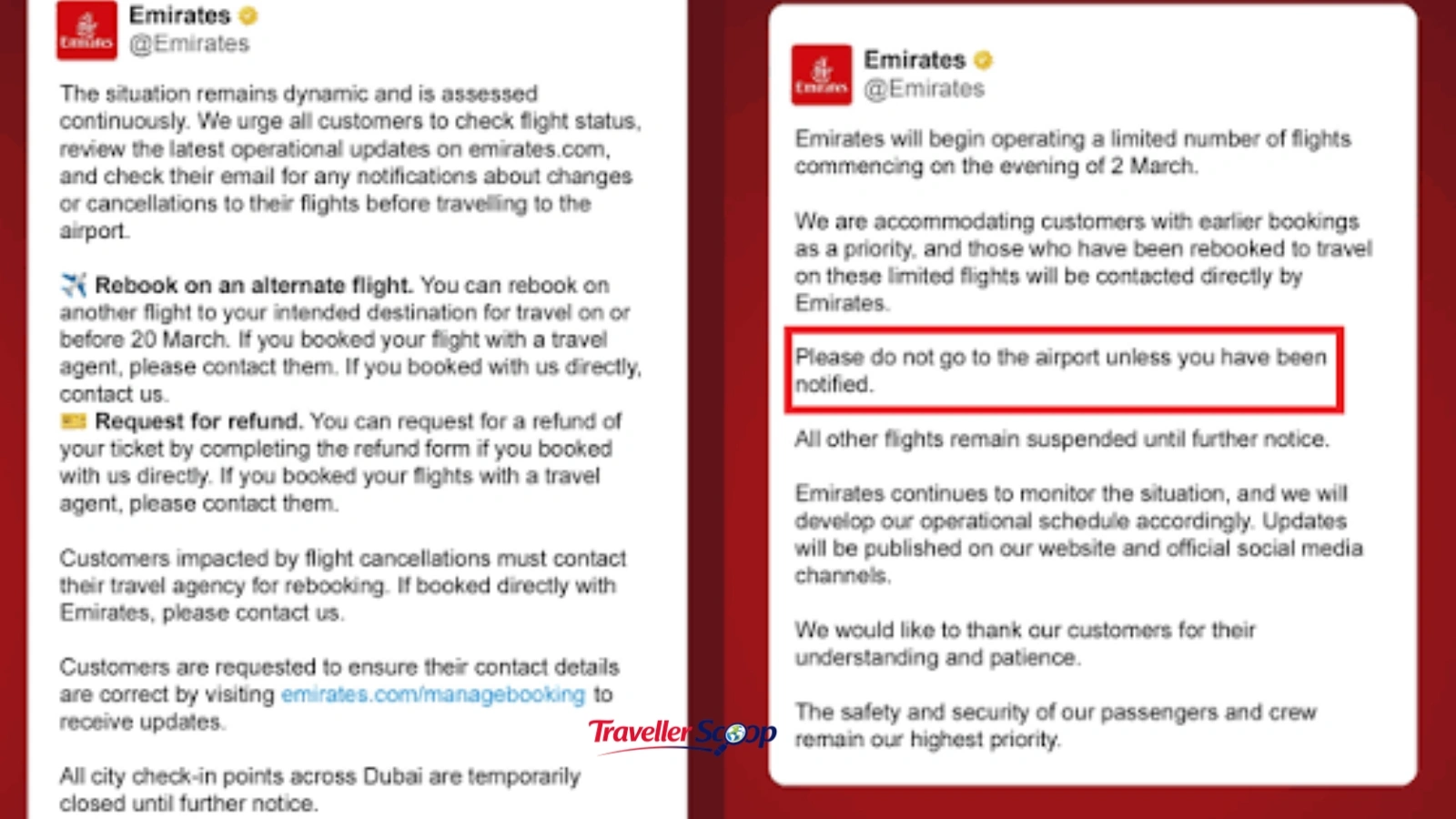 Emirates travel update checking flight status