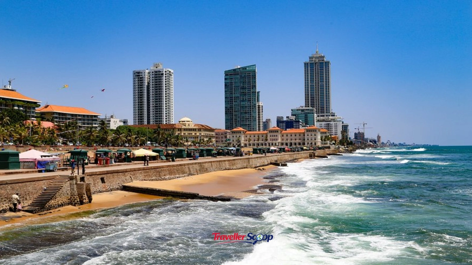 Galle Face Green promenade in Colombo Sri Lanka at sunset with sea view Galle Face Green promenade in Colombo Sri Lanka at sunset with sea view