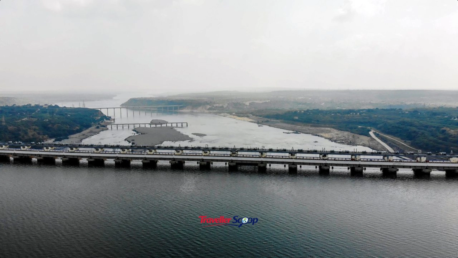 Nagarjuna Sagar Dam view over the Krishna River near Hyderabad Nagarjuna Sagar Dam view over the Krishna River near Hyderabad