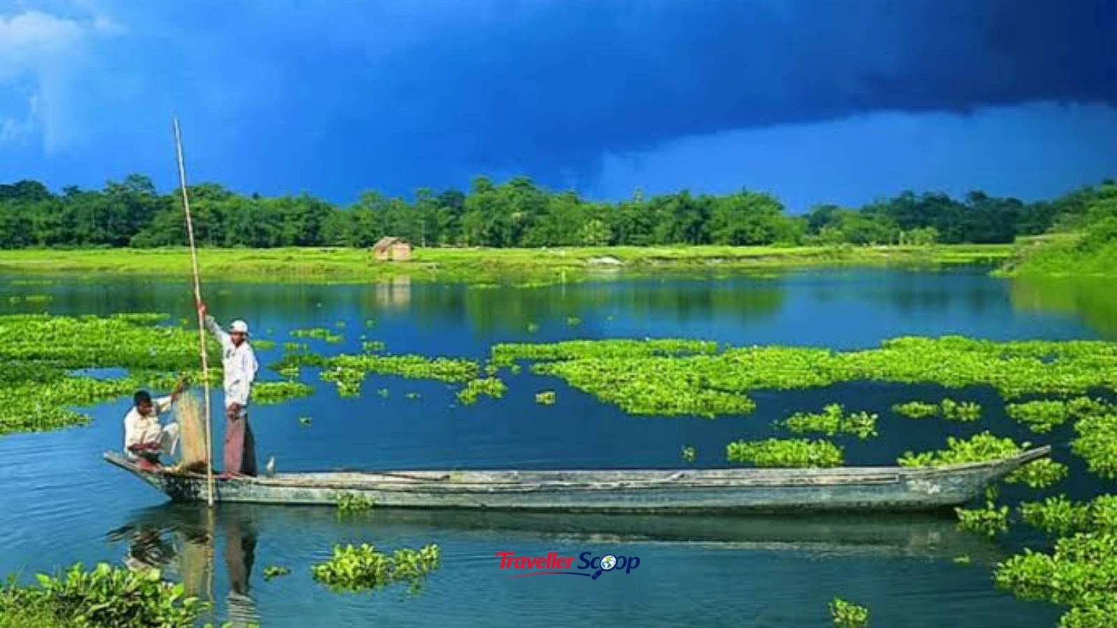 Majuli Island satra monastery on Brahmaputra river in September