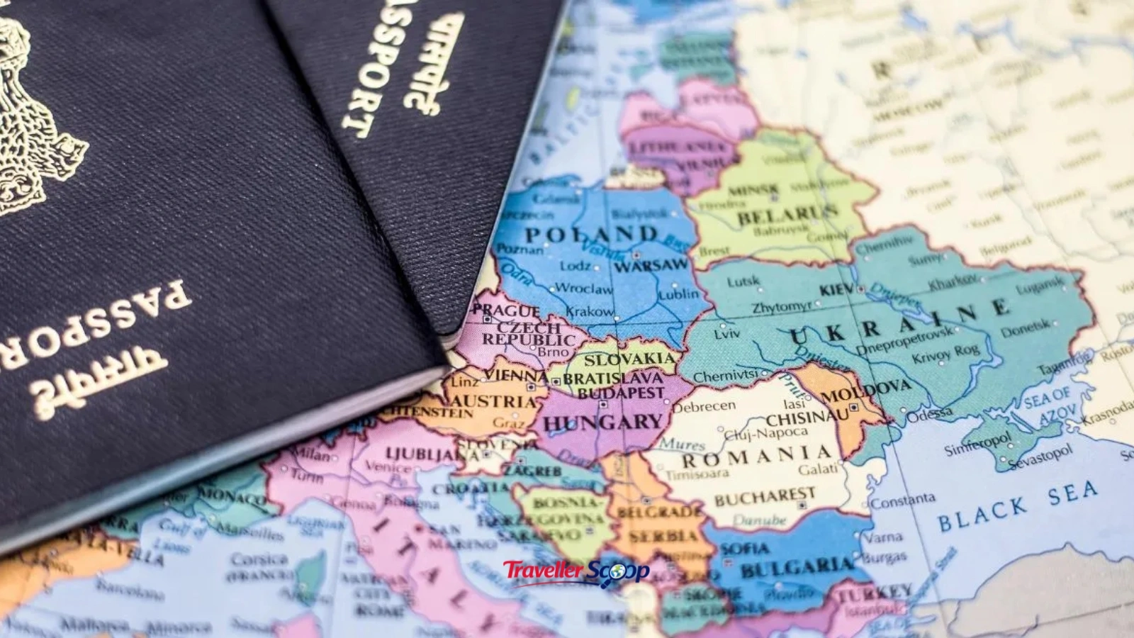 Indian passport and boarding pass placed on a world map for international travel planning