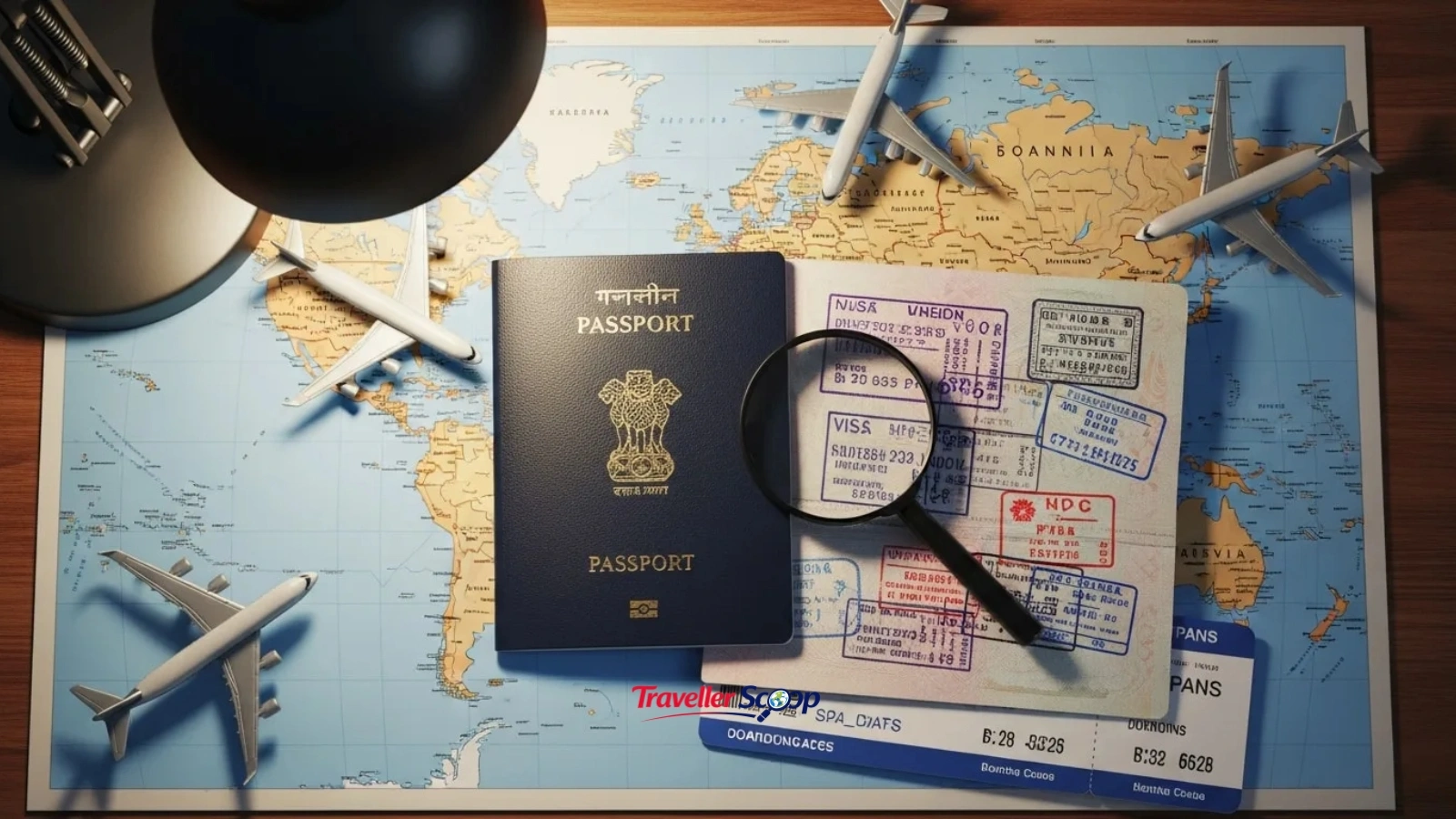 Indian passport and boarding pass Indian passport and boarding pass