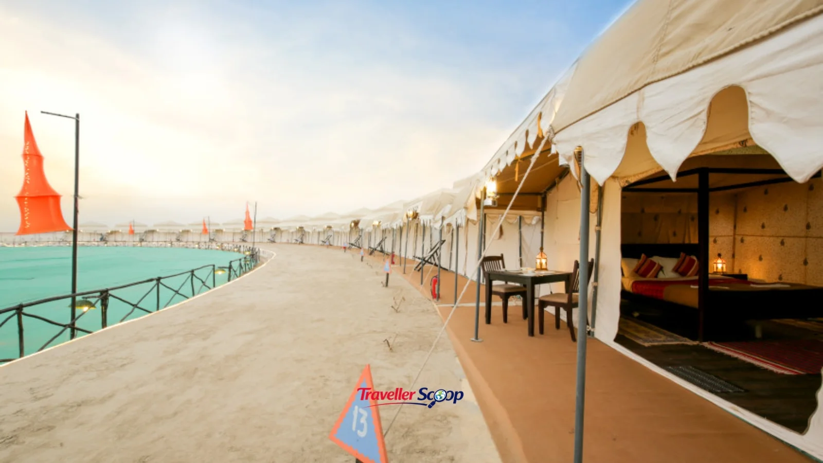 Tent city on the white salt desert during Rann Utsav